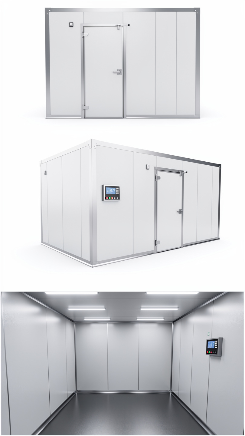 Commercial cold room design concept with empty insulated storage layout