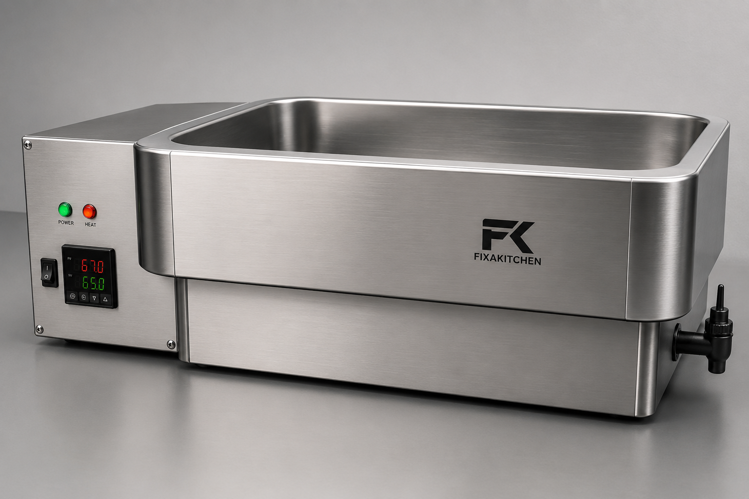 Finished FixaKitchen custom stainless steel bain-marie