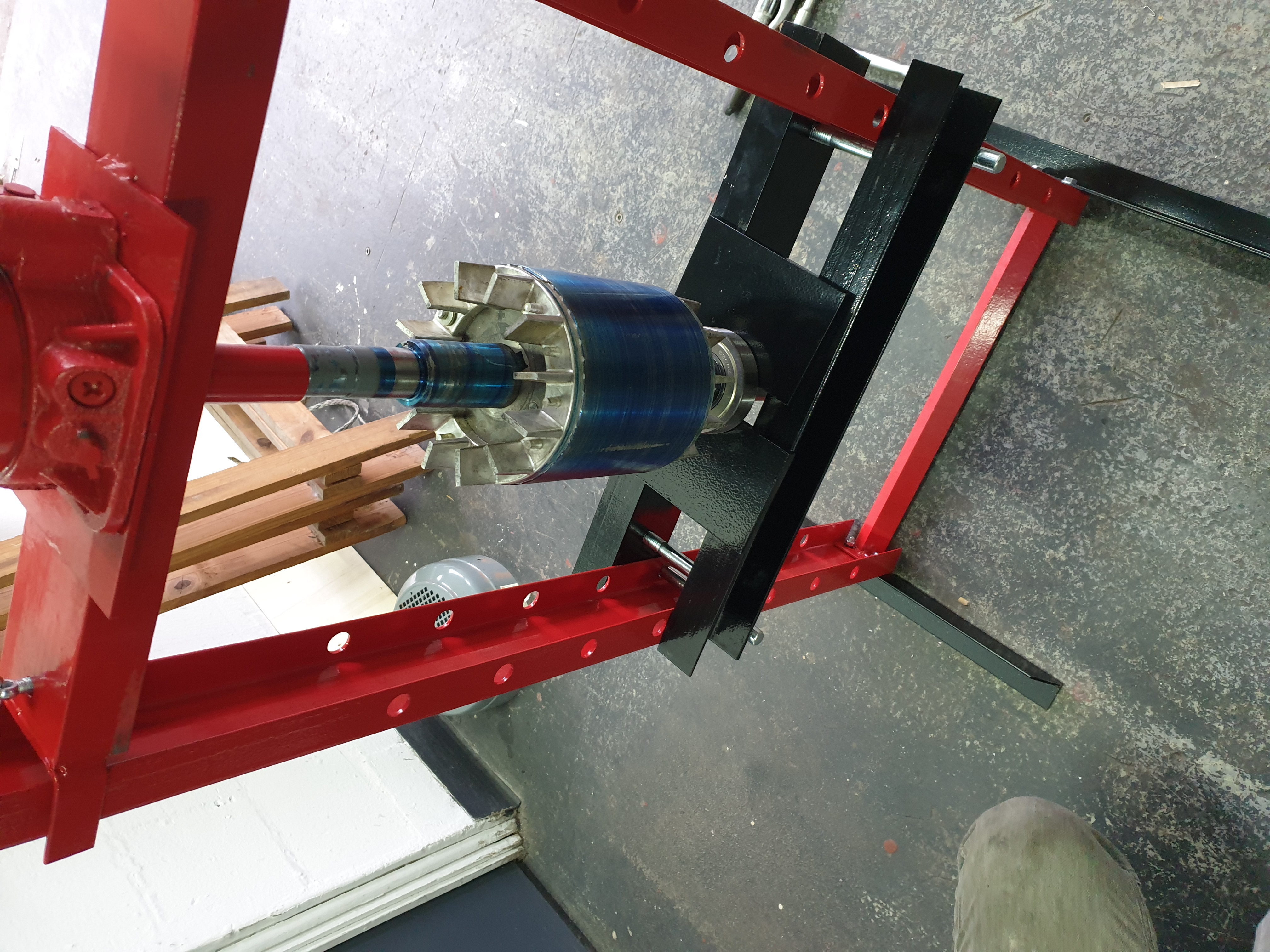 Commercial mixer motor and drive repair setup
