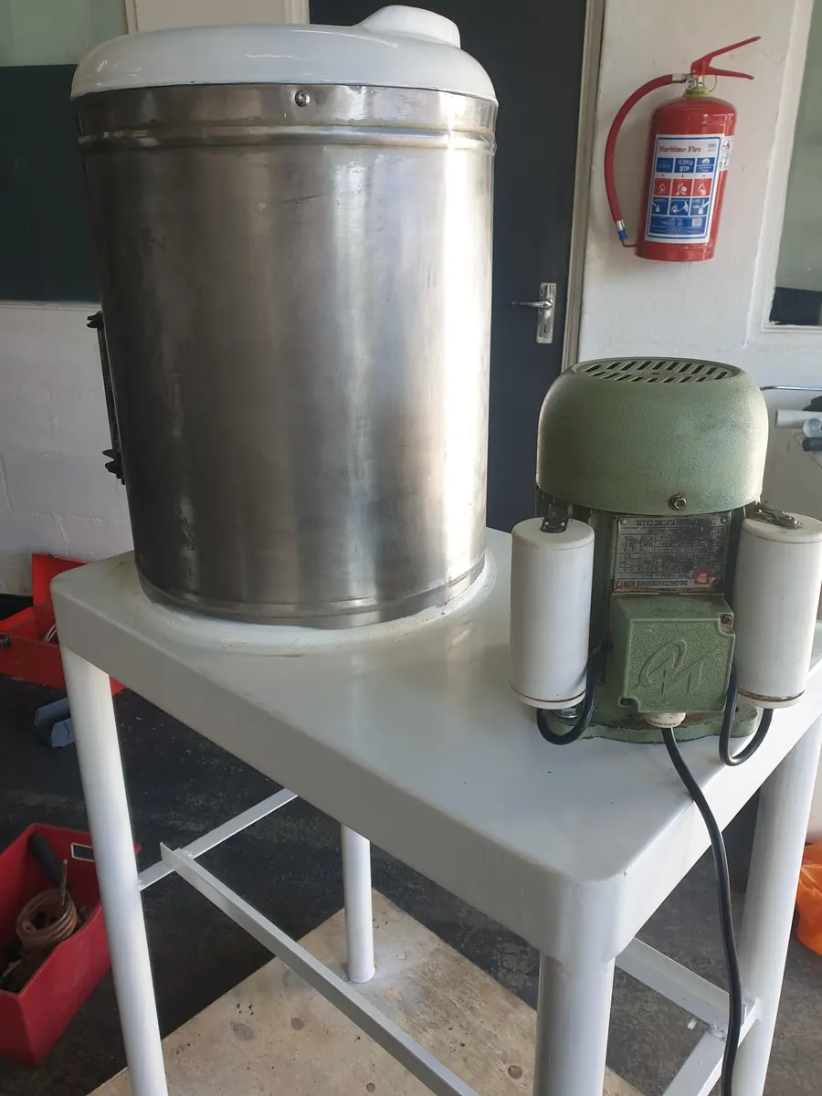 Commercial potato peeler after belt and shaft rebuild