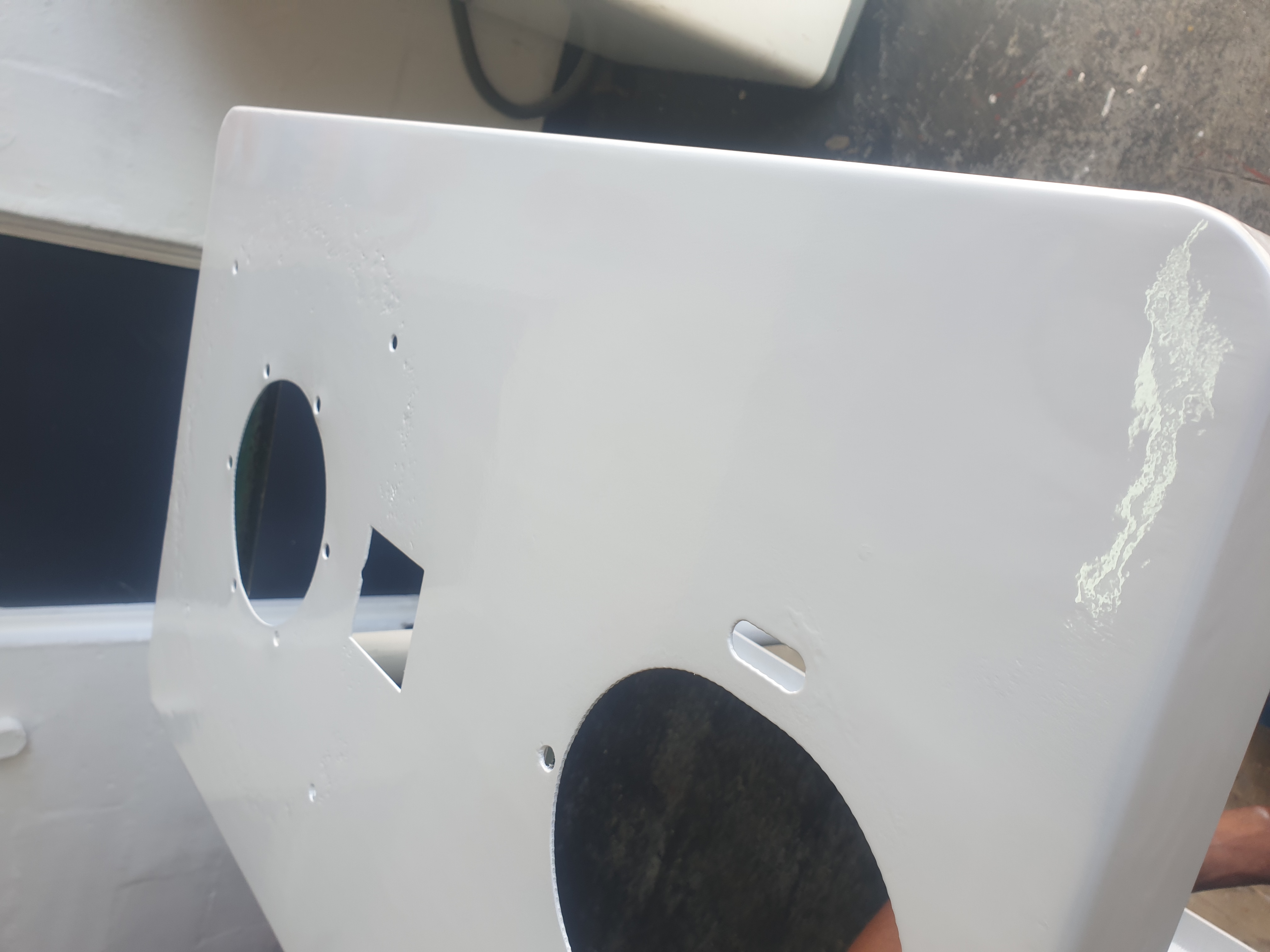 Potato peeler part after respray during refurbishment