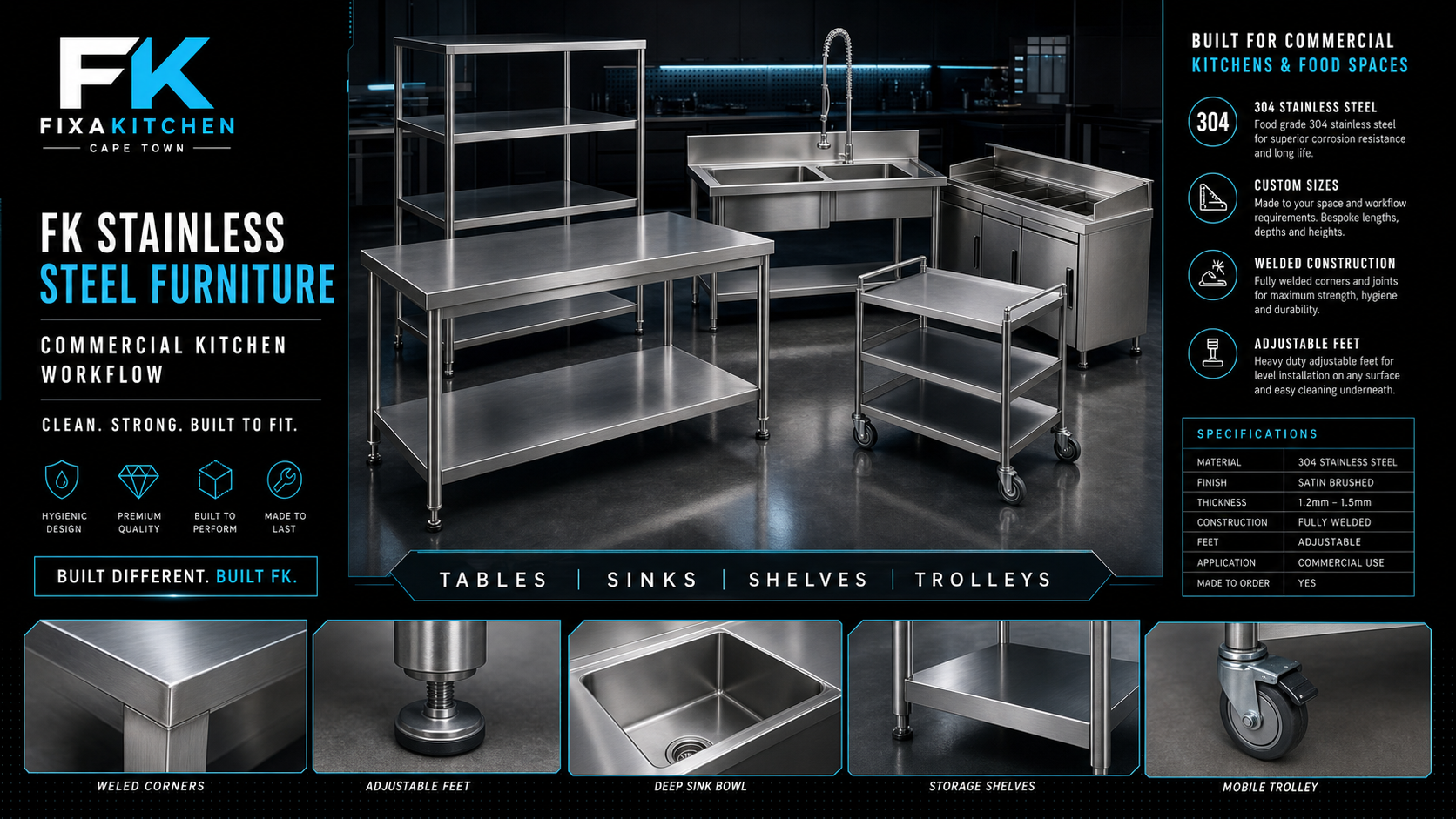 FixaKitchen stainless steel fabrication Cape Town