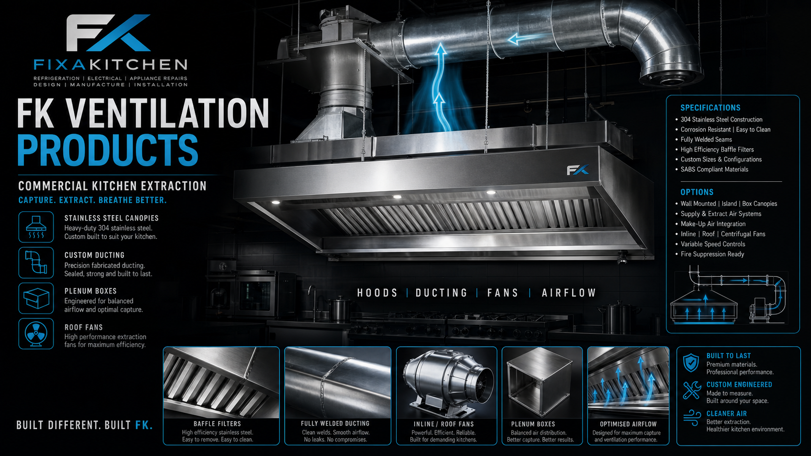 FixaKitchen ventilation products and extractor manufacturing