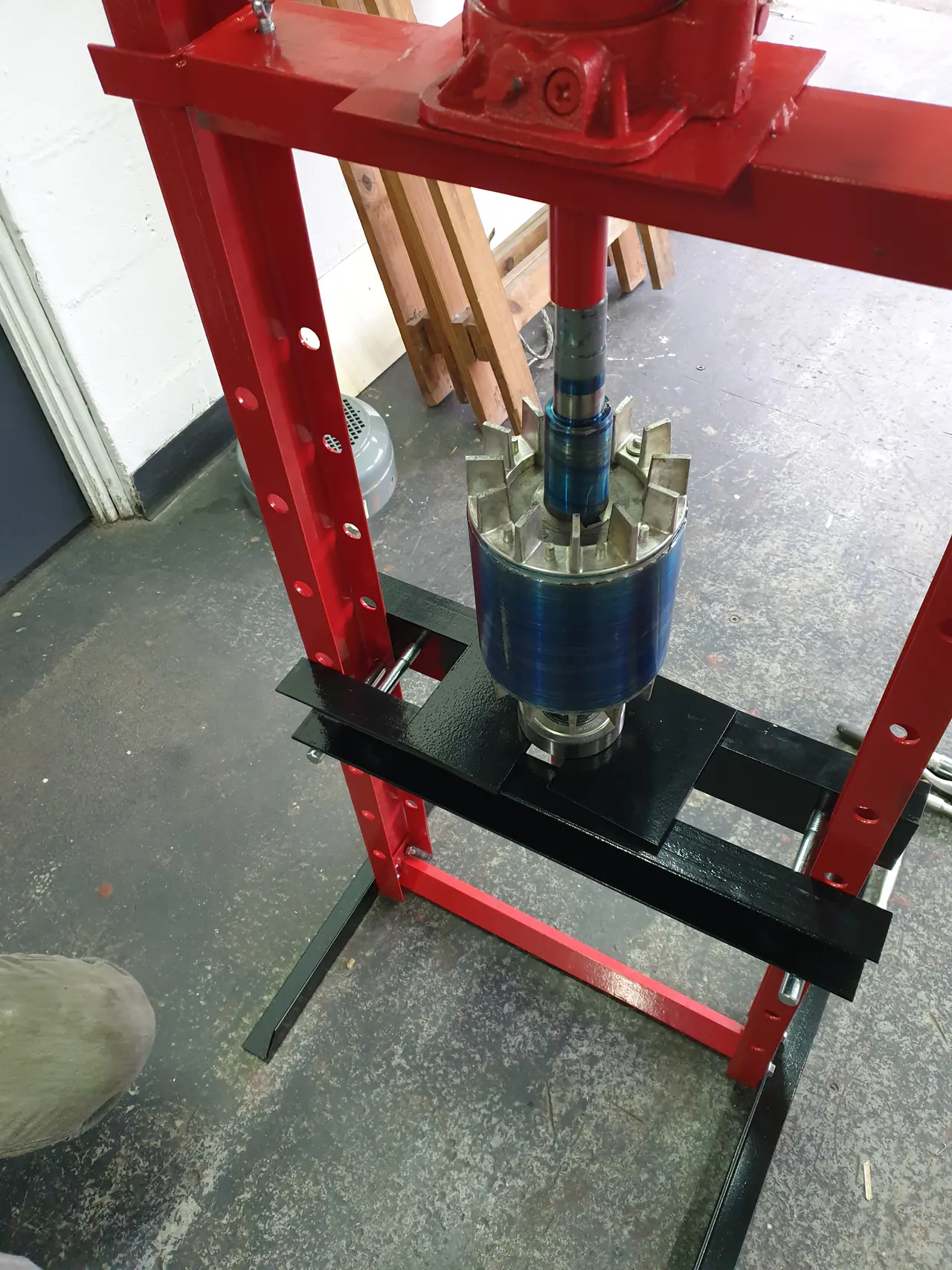 Commercial mixer motor and drive repair setup