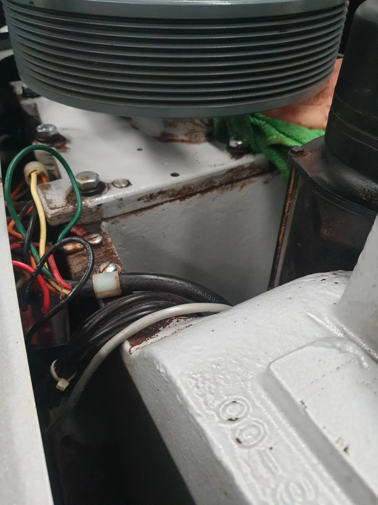 Hobart mixer drive and wiring area during onsite repair
