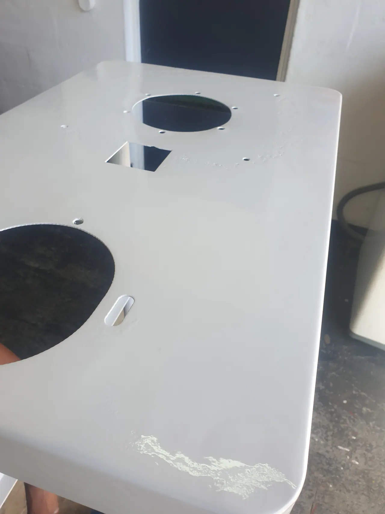 Potato peeler part after respray during refurbishment