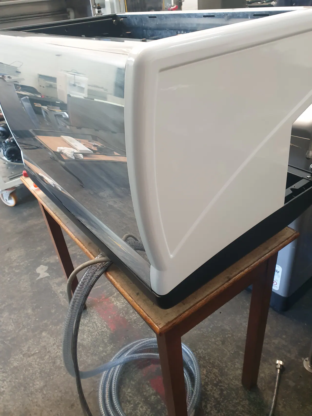 Commercial coffee machine after respray and plumbing work